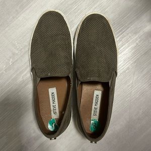 Steve Madden slip ons - size 8 greenish gray in color